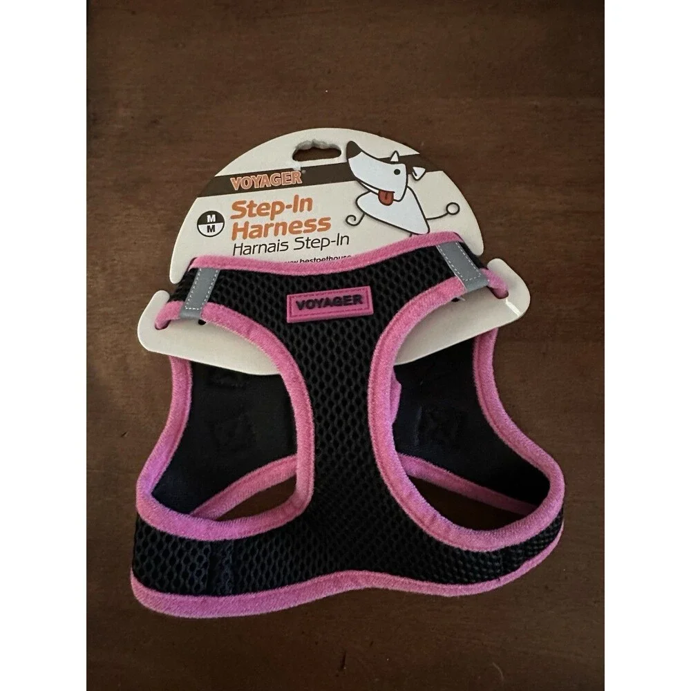 Voyager Step-in Air Dog Harness-All Weather Mesh Step in  Pink&Black -NWT